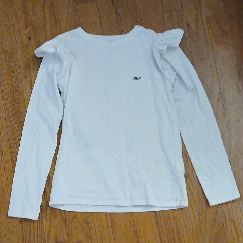 Vineyard Vines 10/12 White Ruffled Long Sleeve Little Girl Shirt.
